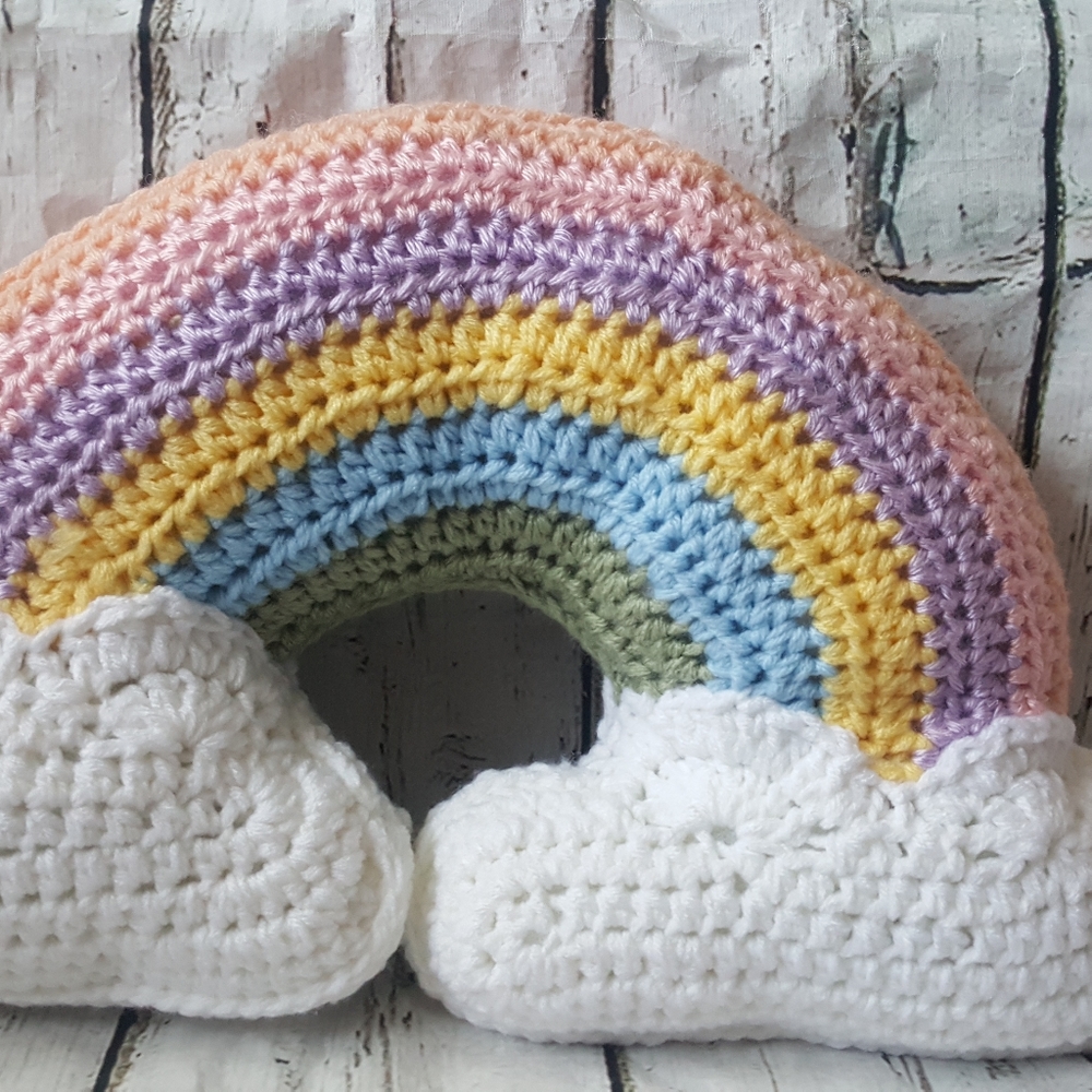 Crochet Rainbow Throw Pillow/Nursery decor - Picture 7 of 16